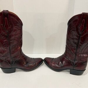 Men's Burgundy Leather Western Boots